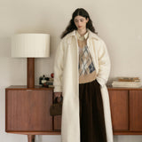 Wool Blend Belted Coat (White)