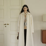 Wool Blend Belted Coat (White)