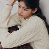 Caroline Cable Knit Top (White)