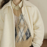 Wool Blend Belted Coat (White)