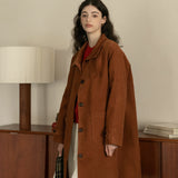 Corduroy Front Button-Up Coat