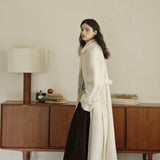 Wool Blend Belted Coat (White)