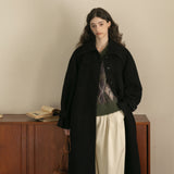 Wool Blend Belted Coat (Black)