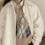 Wool Blend Belted Coat (White)