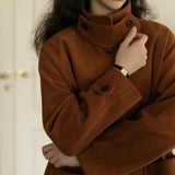 Corduroy Front Button-Up Coat
