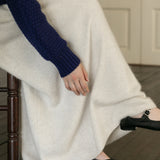 Solid Tone Wool Long Skirt
