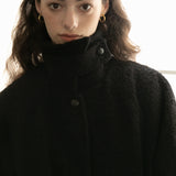 Wool Blend Belted Coat (Black)