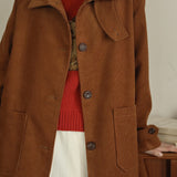 Corduroy Front Button-Up Coat