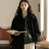 Wool Blend Belted Coat (Black)