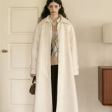Wool Blend Belted Coat (White)