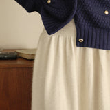 Solid Tone Wool Long Skirt