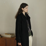 Wool Blend Belted Coat (Black)