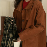 Corduroy Front Button-Up Coat