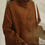 Corduroy Front Button-Up Coat