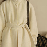 Wool Blend Belted Coat (White)