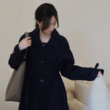 Belted Raglan Trench Coat (Navy)