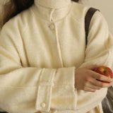 Wool Blend Belted Coat (White)