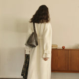Wool Blend Belted Coat (White)