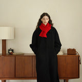 Wool Blend Belted Coat (Black)