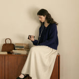 Solid Tone Wool Long Skirt