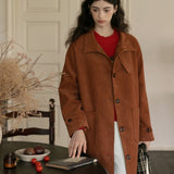Corduroy Front Button-Up Coat