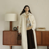 Wool Blend Belted Coat (White)