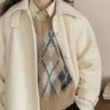 Wool Blend Belted Coat (White)