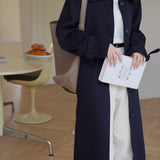Belted Raglan Trench Coat (Navy)