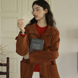 Corduroy Front Button-Up Coat