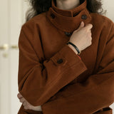 Corduroy Front Button-Up Coat