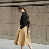 Pleated Cotton-Blend Skirt