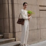 Pocket Wide-Leg Pant (White)