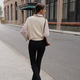 Round Neck Knit Vest (White)