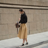 Pleated Cotton-Blend Skirt