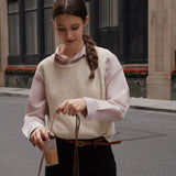 Round Neck Knit Vest (White)