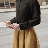 Pleated Cotton-Blend Skirt