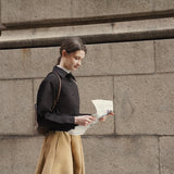 Pleated Cotton-Blend Skirt