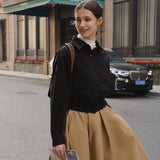 Pleated Cotton-Blend Skirt