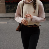 Round Neck Knit Vest (White)
