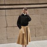Pleated Cotton-Blend Skirt