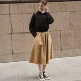 Pleated Cotton-Blend Skirt