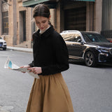 Pleated Cotton-Blend Skirt