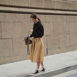 Pleated Cotton-Blend Skirt