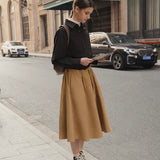 Pleated Cotton-Blend Skirt