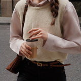 Round Neck Knit Vest (White)