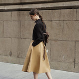 Pleated Cotton-Blend Skirt