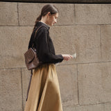 Pleated Cotton-Blend Skirt