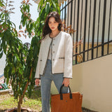 Straight-Cut One-Button Washed Jeans