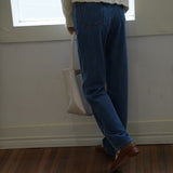 Whiskered Long Wide Jeans