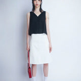 Side Zip A-Line Skirt (White)